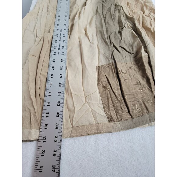 Women's Beige Elastic Waist Midi Skirt Medium Linen Blend Boho Lightweight - Picture 9 of 10